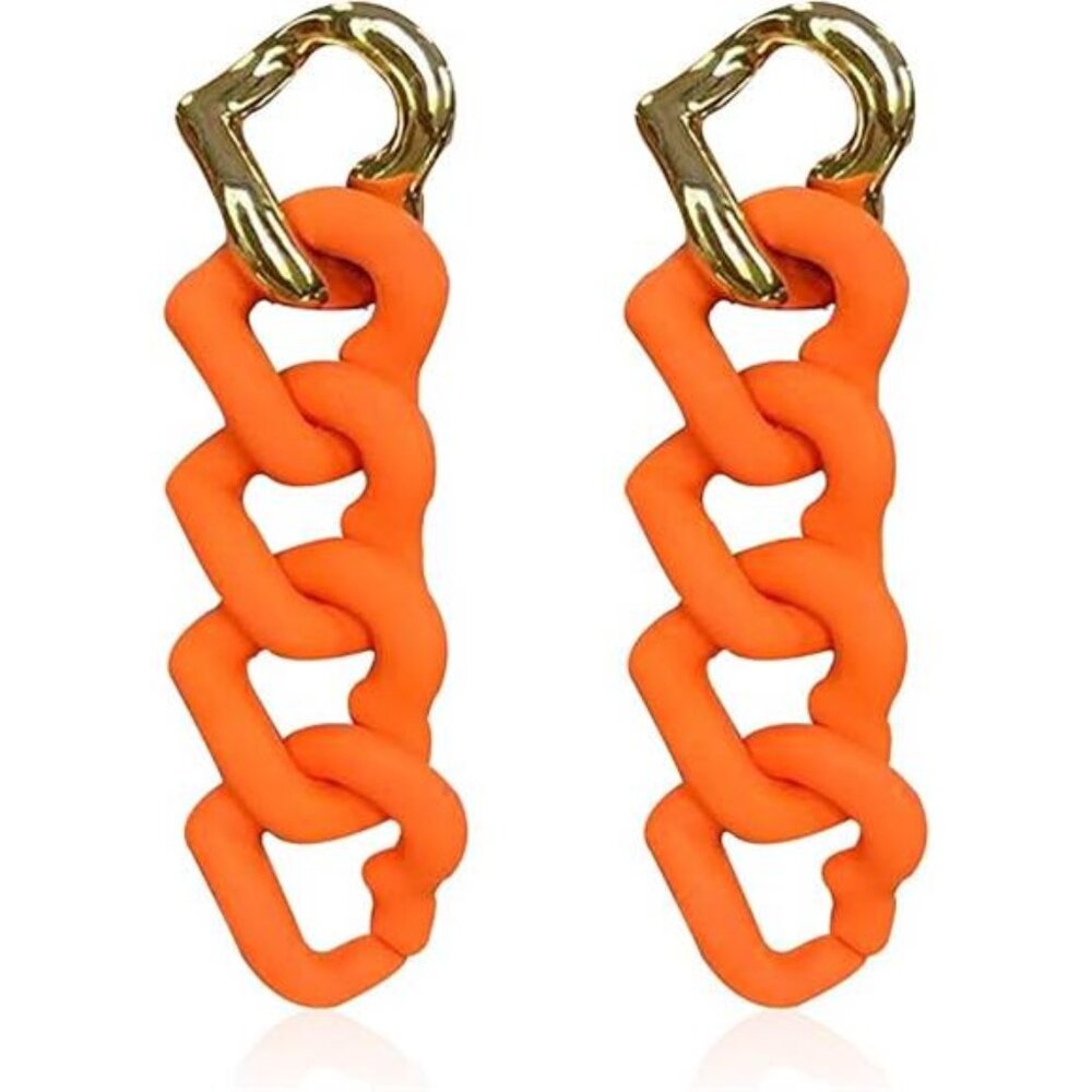 Chunky Chain Link Earrings | Pastel Candy Resin Drop Statement Earrings - Picture 6 of 6